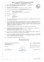 EC type examination certificate pressure measuring devices incl. supplement