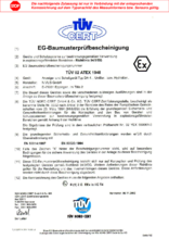 EG Baumusterprüfbescheinigung Anzeige-und Schaltgerät