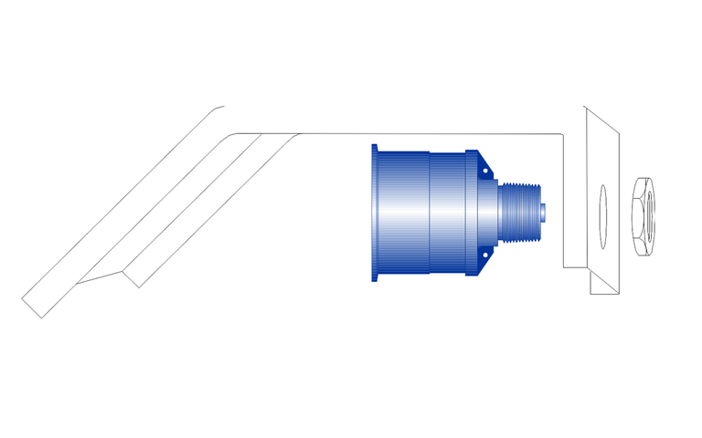 [Translate to Polski:] Reflektorwinkel für Sensoren, Material: Edelstahl 1.4571. Für Sensoren der P- und i-Serie mit 1“, 1,5“ und 2“ Gewinde